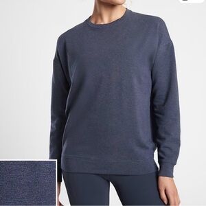 Athleta Balance Printed Pullover Sweatshirt Saturation Stripe Navy Blue Size S